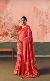 Kimora Sindhuri Premium Bindiya Bandhani Georgette Saree with Blouse SA-487